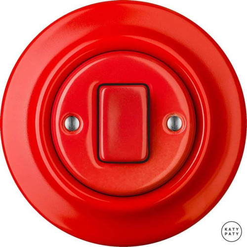 Выключатель кнопочный 1 кл., ярко-красный глянцевый, Katy Paty NIROGW1 