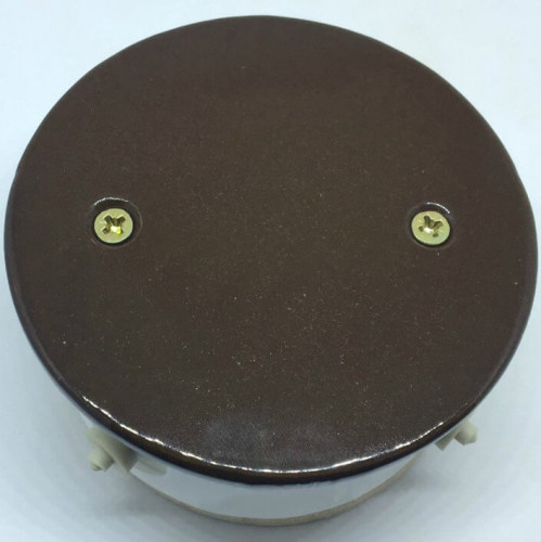 Распаечная коробка D80 из керамики с круглой крышкой, подложка береза, коричневый, ЦИОН РК-К1