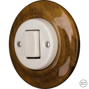 Выключатель кнопочный 1 кл. перекрестный, американский орех глянцевый, Katy Paty LINUMGW7