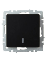 Выключатель 1 кл. проходной с подсветкой, Черный, Brite IEK BR-V12-1-10-K02
