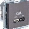 Розетка USB для быстрой зарядки, тип A+C 45Вт, Мокко, AtlasDesign SE ATN000629