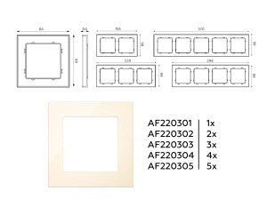 Рамка 3 местная пластик, Бежевый глянец, ALFA Techno Ambrella Volt AF220303