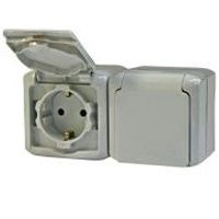 Блок розетки 2 местной с З/К IP44, серый, Quteo Legrand 782353