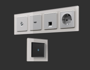 Рамка 2 местная стекло органическое, Серебро, ALFA Platos Ambrella Volt AF330402