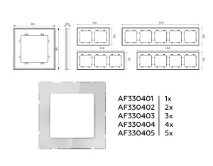 Рамка 2 местная стекло органическое, Серебро, ALFA Platos Ambrella Volt AF330402