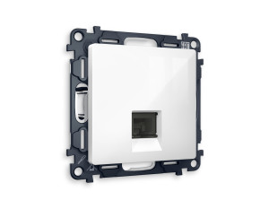 Розетка комп. с шторками RJ45 Cat. 6, Белый глянец, ALFA Quant Ambrella Volt MA112010