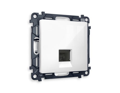 Розетка комп. с шторками RJ45 Cat. 6, Белый глянец, ALFA Quant Ambrella Volt MA112010