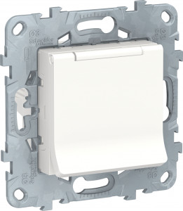Розетка с З/К с шторками с крышкой, Белый, Unica New Schneider NU503718TA