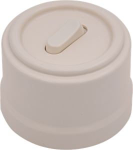 Выключатель пластик кнопочный 1 кл. перекрестный, Ванильный глянец, Jantera Cambre JCA.0K21.PG03