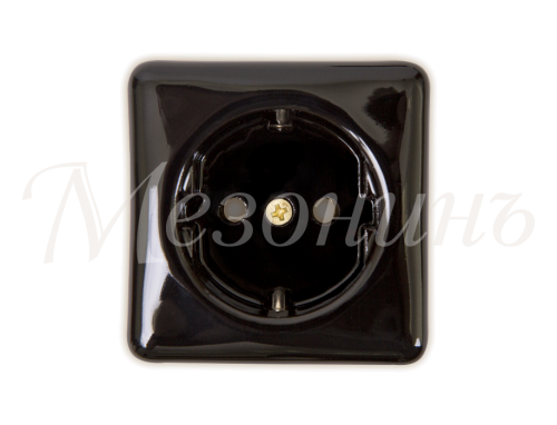 Ретро розетка фарфоровая с 3/К, черный, ТМ МезонинЪ GE80301-05