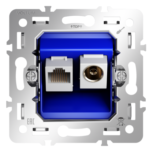 Механизм розетки TV+RJ45 кат. 6, S70 Voltum VLS0607M