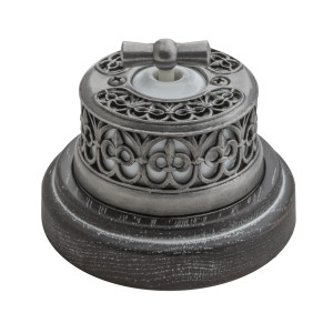 Выключатель фарфоровый поворотный на 4 положения, Состаренное серебро/Белый, Salvador OP21DN.WT