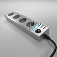 Удлинитель 4 местный с З/К + USB, 1.7 метра, Серебряный/серебряный рифленый, Werkel W6514945