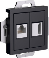Розетка двойная HDMI+RJ45 Cat. 5e, Карбон, AtlasDesign SE ATN001082