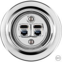  Розетка комп. фарфоровая RJ45 cat.6е, серебряный глянцевый, Katy Paty OPARGsCat6e 