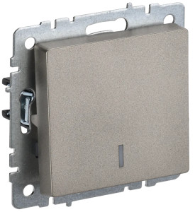 Выключатель 1 кл. проходной с подсветкой, Шампань, Brite IEK BR-V12-1-10-K37