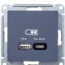 Розетка USB для быстрой зарядки, тип A+C 45Вт, Грифель, AtlasDesign SE ATN000729
