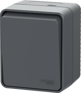 Кнопка без фиксации 1 кл. герметичная IP54, Антрацит, AtlasDesign Profi54 SE ATN544015