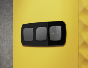 Рамка 1 местная стекло закаленное натуральное, Черный, OMEGA Radian Ambrella Volt OF350801