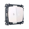 Выключатель 2 кл. с/подсв. (5600K), Жемчуг, OMEGA Quant Ambrella Volt MO204015