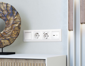 Лицевая панель выключателя 1 кл., Белый глянец, ALFA Quant Ambrella Volt AP1010