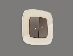 Лицевая панель выключателя 2 кл. с подсв., Темная бронза матовый, OMEGA Quant Ambrella Volt OP6340
