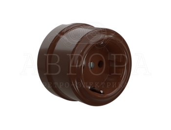 Ретро розетка фарфоровая с 3/К, коричневый, ТМ МезонинЪ Аврора GE70302-04