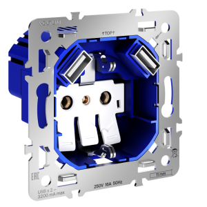Механизм розетки с З/К и шторками 16А, с USB A+A, S70 Voltum VLS0404M