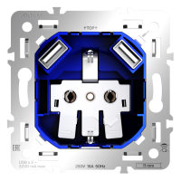 Механизм розетки с З/К и шторками 16А, с USB A+A, S70 Voltum VLS0404M