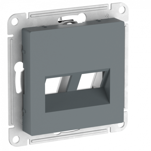 Лицевая панель для розетки компьютерной 2-ой RJ45 Keystone, Грифель, AtlasDesign SE ATN000790