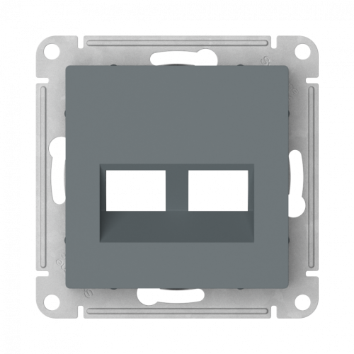 Лицевая панель для розетки компьютерной 2-ой RJ45 Keystone, Грифель, AtlasDesign SE ATN000790