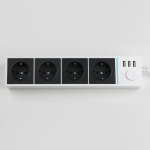Удлинитель 4 местный с З/К + USB, 1.7 метра, Белый/черный, Werkel W6514939