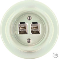  Розетка комп. фарфоровая RJ45 cat.6е, жемчужный глянцевый, Katy Paty OPCOGsCat6a 