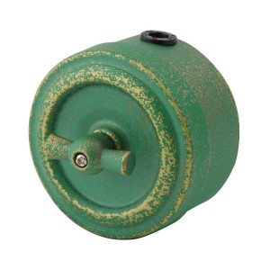 Выключатель поворотный 2 кл. (4 положения), металл, зелёная патина, Vintage M1-12-28