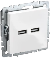 Розетка USB для зарядки, тип А+А 3,1А, Белый, Brite IEK BR-U21-D31-K01