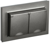 Розетка 2-я c З/К с крышкой, влагозащищенная IP44, Бронза, Brite IEK BR-R26-16-44-K45-F