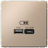 Розетка USB для быстрой зарядки, тип A+C 45Вт, Песочный, ArtGallery SE GAL001229