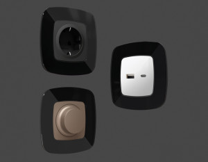 Рамка 2 местная стекло закаленное натуральное, Черный, OMEGA Radian Ambrella Volt OF350802