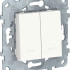 Выключатель 2 клав. с подсветкой проходной, Белый, Unica New Schneider NU521318N