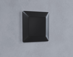 Лицевая панель заглушки с суппортом, Черный матовый, ALFA Quant Ambrella Volt AP8160