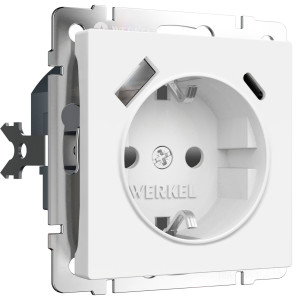 Розетка с З/К и USB зарядкой, тип А+С, Белый, Werkel W1171761