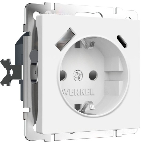 Розетка с З/К и USB зарядкой, тип А+С, Белый, Werkel W1171761