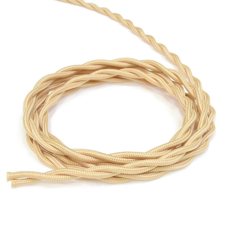 Ретро кабель витой 2x1,5 Песочное золото винтаж, Lindas 62145 (1 метр)