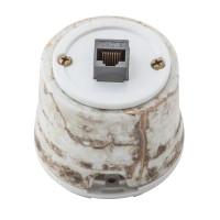 Розетка фарфор компьютерная RJ45, мрамор Salvador OP.INT.MR