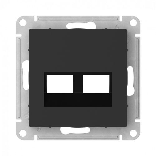 Лицевая панель для розетки компьютерной 2-ой RJ45 Keystone, Карбон, AtlasDesign SE ATN001090