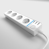 Удлинитель 4 местный с З/К + USB, 1.7 метра, Белый, Werkel W6514901