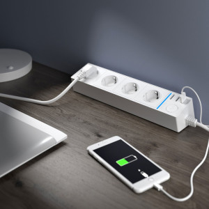 Удлинитель 4 местный с З/К + USB, 1.7 метра, Белый, Werkel W6514901