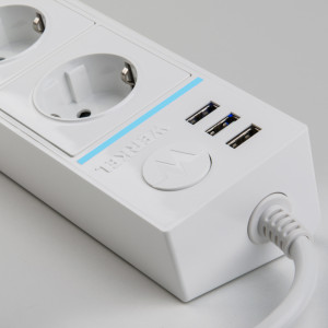 Удлинитель 4 местный с З/К + USB, 1.7 метра, Белый, Werkel W6514901