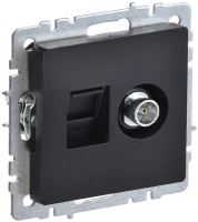 Розетка комп.+тв. RJ45+TV Cat. 5e, Черный, Brite IEK BR-AK20-1-K02