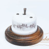 Кнопка-тумблер для диммера, белый/коричневый орн. с медной ручкой Lindas 34717-C